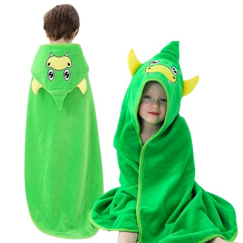 Image of MICHLEY Hooded Baby Towels Animal Baby 0-6 Years Bath Essentials for Boys Girls Green Dinosaur