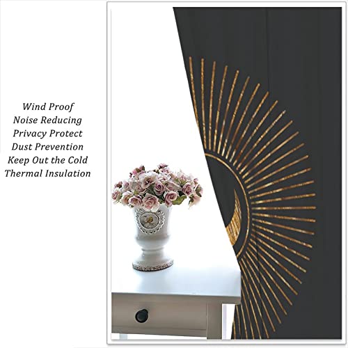 Sun Moon Curtains, Boho Moon Sun Pattern Print Curtains Curtain Used For Room Shading And Sun Protection Decorative Curtains 42X63In #TOP4