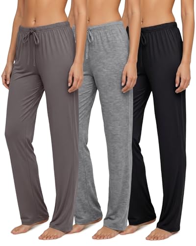 Image of 3 Pack Women's Pajama Pants Soft Lounge PJ Bottoms Comfy Sleepwear Pijamas