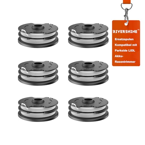 RIVERSHINE Bobines de fil de rechange, compatible avec la coupe-bordure Parkside LIDL PRTA 20-Li A1, B2, C3 ; PRT 550 A1, A3 ; PRT 300 A1 (6)