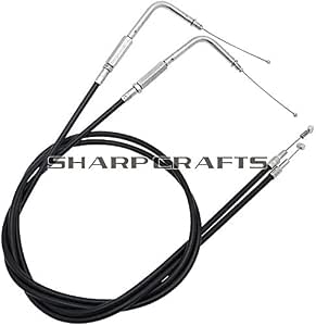 Extended Throttle Cable Set For Harley Sportster Dyna – 35.4" Pull & Push, Black