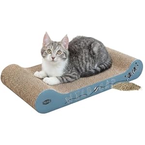 TRIXIE Kratzpappe Wild Cat – Kratzbrett für Katzen aus stabiler Wellpappe mit Katzenminze - 41 × 24 × 7 cm - zur Krallenpflege & Beschäftigung - 48000
