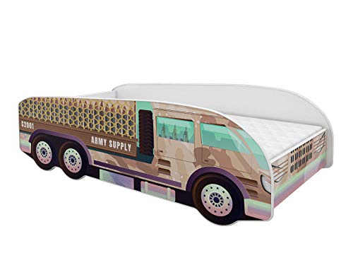 ACMA Kinderbett Autobett Lattenrost LKW Truck Schlafzimmer Kindermöbel Spielbett 140 x 70 cm 160 x 80 cm (160x80 cm mit Matratze, 10)