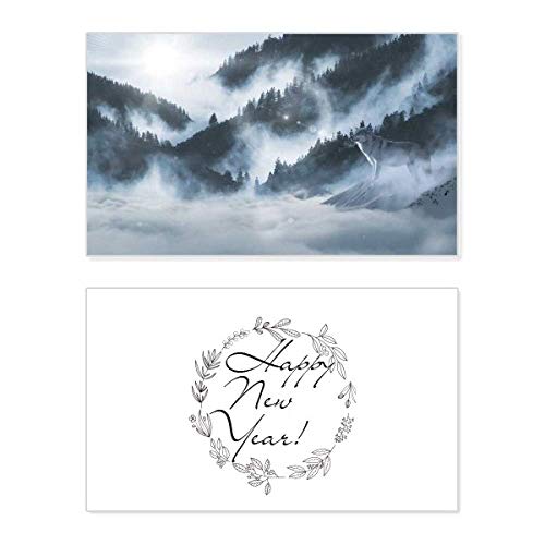Tarjeta de Año Nuevo Forestry: felicitación con paisaje natural de nogal y mensaje en inglés
