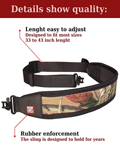 Underalert Rifle Sling With Metal Swivels And Neoprene Padding, Adjustable Gun Sling Shotgun Sling For Hunting With Shell Holder Acc. Gun Strap For Rifle 2 Point, For 12Gas And Rifles (Camo Black) #TOP6