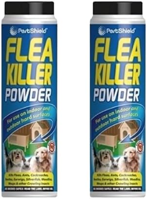 SDMAX Flea Killer Powder, Crawling Insect Killer, Fleas Protection Spray, Easy to Use, Ideal Spray for Pet Beds, Carpets and Furnishings, Indoor Outdoor Use, 200g 2 Pcs