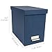 Bigso John Fiberboard Label Frame Desktop File Storage Box - Document Organizer for Important Paperwork - Durable Hanging File Box with a Lid & Metal Label Window - 7.36 x 13.38 x 10.51 in - Blue