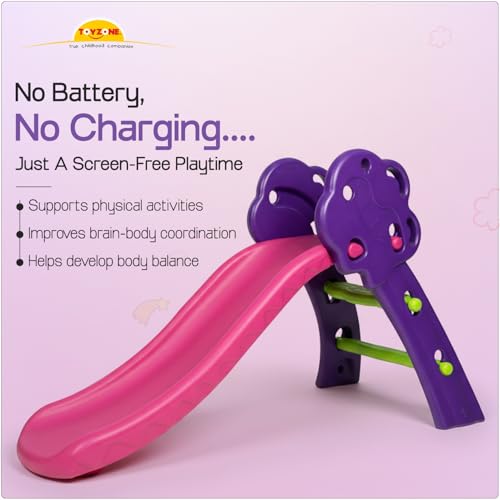 Image of Toyzone Tree Slide (Purple & Pink) for Kids| Baby Play Slide | Indoor & Outdoor Kids Slide | Easy Assembly | Safe Rounded Design|BIS Certified | Made in India | Kids Slide for 2-6 Years, Upto 70 kgs