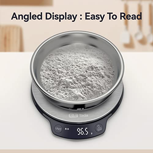 Tada Digital Food Kitchen Scale 11Lb/5Kg With 0.01Oz/0.1G Precision For Cooking, Baking, Nutrition And Diet Weight Ounces And Grams, Stainless Steel #TOP4