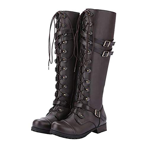 Bottes gothiques pour femme à boucle et talon compensé pour l'automne - 2