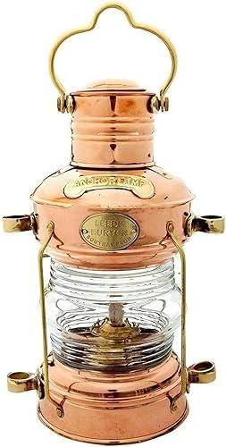 Lanterna Lampada Nave Ottone Olio Nautico Marittimo Barca Antica Luce Ancora Rame