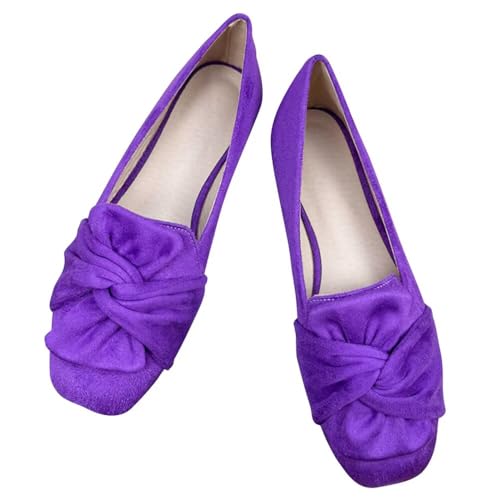 WENJIAZHIZHI Women's Square Toe Ballet Flat Shoes Female Comfortable Dress Shoes Bridal Wedding Flats Slip-On Loafers