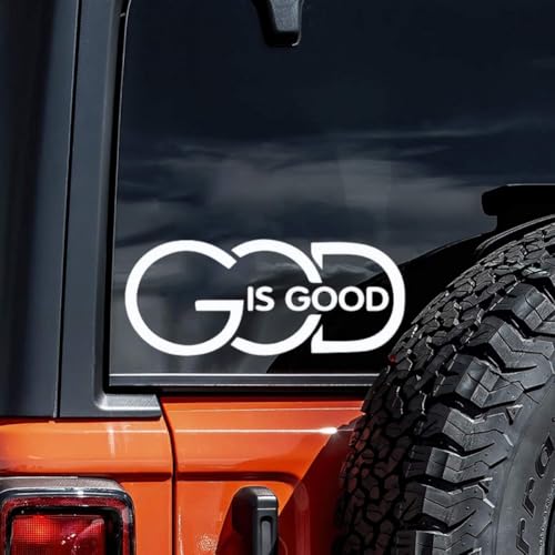 2Pack GOD is Good Vinyl Decal 5.91"*2.36"- Bold Lettering for Car, Truck, SUV, Laptop, Window, Faith-Based Inspirational Design, Waterproof & Durable Car Decal Sticker |#AZ96 (White)