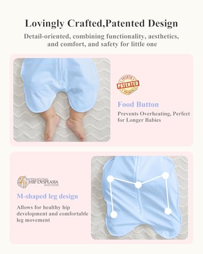 Image of Swaddle for Newborns, Baby Swaddles 0-3 Months 5-13lb, Arms Up Swaddle 0-3 Months Newborn with Moisture-Wicking Fabric, Promotes Healthy Hip Development, 2-Way Zipper & Foot Buttons, 1Pack,Blue