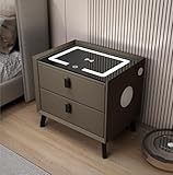 Comodino compatto con ricarica wireless, multifunzione, per camera da letto e piccoli spazi, design moderno con porte USB e cassetti