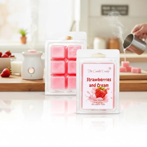 The Candle Daddy - Strawberries & Cream - Sweet Strawberry with Cream Scented Melt- Maximum Scent Wax Cubes/Melts- 1 Pack -2 Ounces- 6 Cubes by The Candle Daddy - Image 2