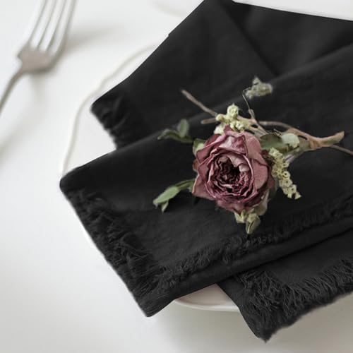 Ayuzawa Handmade Cloth Napkins with Fringe，18x18 Inch Set of 12 - Black by Ayuzawa - Used condition - Image 2