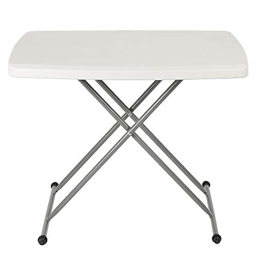 Tavolo pieghevole da campeggio 76 cm, compatto e regolabile, bianco, materiale: HDPE, superficie: 76 x 50 cm per giardino, terrazza e balcone