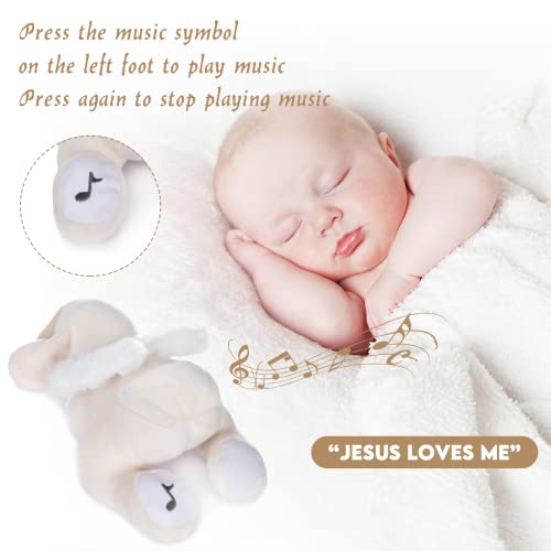 My Oli Sleepy Angel Lamb 9" Plush Sheep Stuffed Animal Plays Jesus Loves Me Soft Toy Best Bedtime Friends Gifts For Babies Kids Girls Boys #TOP3