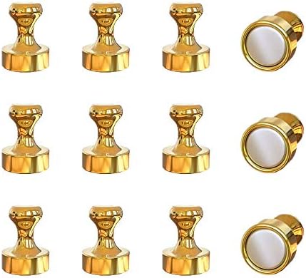 Refrigerator Magnet Push Pin - Rakizbe Brushed Nickel Steel Fridge magents, Magnetic Pushpins, Magnet Thumb Tacks, Magnets for Whiteboard, Kitchen, Office, Bulletin Board, Lockers (Gold)