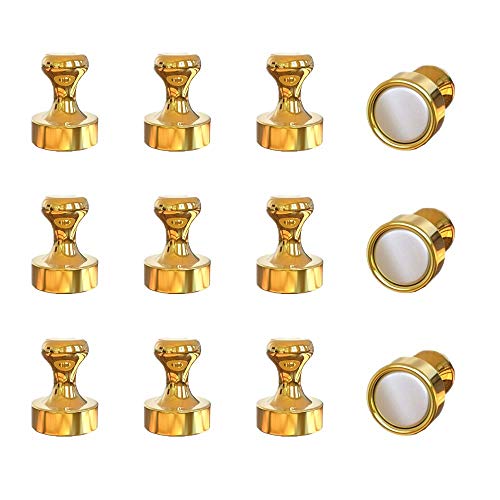 Refrigerator Magnet Push Pin - Rakizbe Brushed Nickel Steel Fridge Magents, Magnetic Pushpins, Magnet Thumb Tacks, Magnets For Whiteboard, Kitchen, Office, Bulletin Board, Lockers (Gold) #TOP13