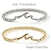 EQUBIO Wave Bar Stainless Steel Bead Bracelets Set, Gold and Silver Tone Stretch Minimalist Jewelry for Women and Men