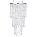 FlavorThings Modern Chrome Beaded Hanging Chandelier (W10.25 x H20”)，3 Tiers Beads Pendant Shade, Ceiling Chandelier Beaded Lampshade with Acrylic Jewel Droplets (Crystal Iridescent)