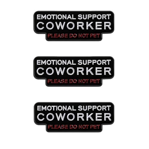 Emotional Support Coworker Do Not Pet Enamel Pin Funny Office & Work Humor Lapel Black with White and Red Text Pin Backpack Coat Outfit Jewelry(3Pcs)