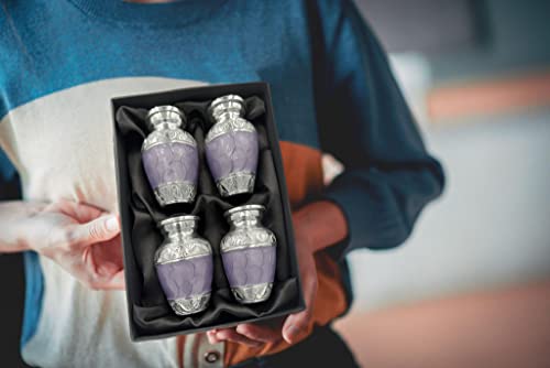 Image of Small Urns for Human Ashes Keepsake - Mini Urns for Ashes - Handcrafted Keepsake Urns - Purple Small Urn for Ash - Set of 4 Memorial Ash Holders