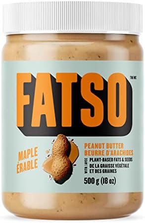 FATSO Maple Peanut Butter - High-Performance Natural Peanut Butter w/Superfats – MCT Oil, Avocado Oil, Organic Coconut Oil, Flax, Sweet Tapioca & Chia Keto-Friendly Nut Butter (18oz Jar)