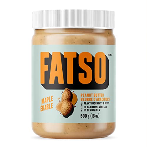 FATSO Maple Peanut Butter - High-Performance Natural Peanut Butter w/Superfats MCT Oil, Avocado Oil, Organic Coconut Oil, Flax, Sweet Tapioca & Chia Keto-Friendly Nut Butter (18oz Jar)