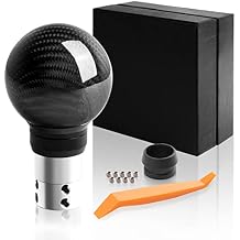 Universal Carbon Fiber Shift knob Round Ball Compatible with Lock/Button Automatic Transmission,Give for Boyfriend Fathers Carbon Pattern Gear Shift Gift BoxBlack