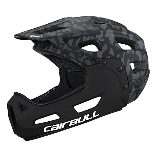 Full Face Bike Helmet Adult Cycle Helmet with Detachable Chin Guard and Visor for Mountain Biking