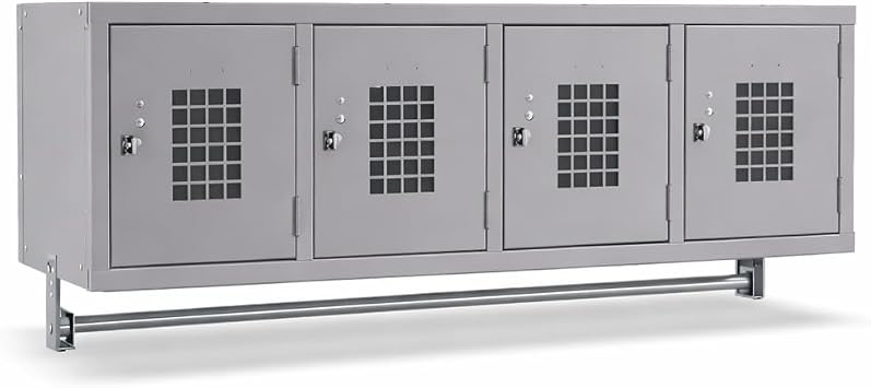 Space Solutions Wall Mount Locker, Gray Steel, 45x18x18 Inches, 4 Ventilated Compartments, Single Tier, Lockable