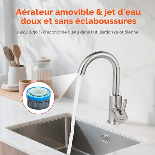 Mitigeur lavabo salle de bain GRIFEMA G1002A avec bec orientable 360