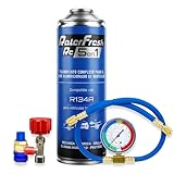 Ralerfresh RC 5 en 1 – Recarga de aire acondicionado coche R134a hasta 2016 - Gas refrigerante, Sella fugas, Lubricante, Elimina humedad y Protege (RC51 +Manómetro manguera)