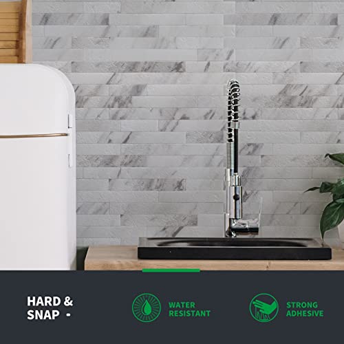 Longking 10-Sheet Peel And Stick Backsplash Tile, Pvc Stick On Tile For Kitchen, Bathroom Vanities, Fireplace Décor - Granite White #TOP2