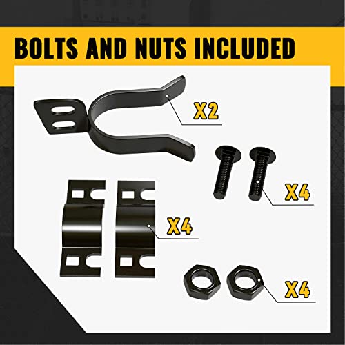 Chain Link Fence Gate Latch 1-3/8" X 1-5/8", Vivida Fence Gate Fork Latch With Padlock Hole, Black Powder Coated, Bolts & Nuts Included, 2 Pcs #TOP4
