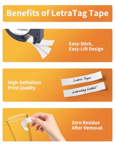 D&C 3x 91221 Etikettenband Kompatibel mit Dymo Letratag Etikettenband 12mm x 4m,Schwarz auf Weiß, Kunststoff, für Dymo Letratag IT-100H LT-100T 200B XR XM