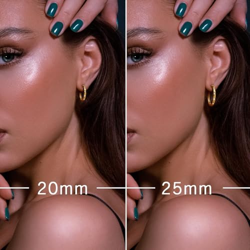 14K Gold Hoop Earrings for Womens Hoops Earrings Small Gold Hoop Earring with Cubic Zirconia Stones 14K Hoops Earring 20/25mm3