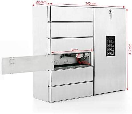 Masunt Fächertresor 3062 | Elektronischer Schlüsselsafe mit 6 separaten Fächer | Sicher in Edelstahlgehäuse (V4A) | für 