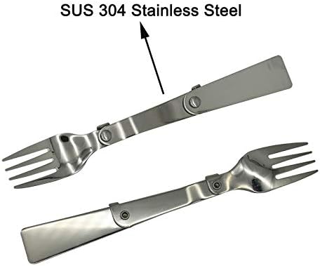 Maydahui 2PCS Folding Spoon and Fork SUS 18/8304Stainless Steel Portable Camping Cutlery Multi-Functional Foldable Fruit Forks for Outdoors Picnic Thermos Travel Tableware