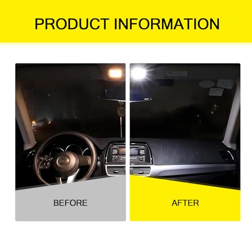 Nowkont 6 PCS 3014 Car Double-pointed Reading Light, 42mm 12V 400LM IP68 Waterproof Fast Response LED Decoding Roof Light, Modified Lighting Accessories, Compatible with Most Car Models (White) - Thumbnail 3