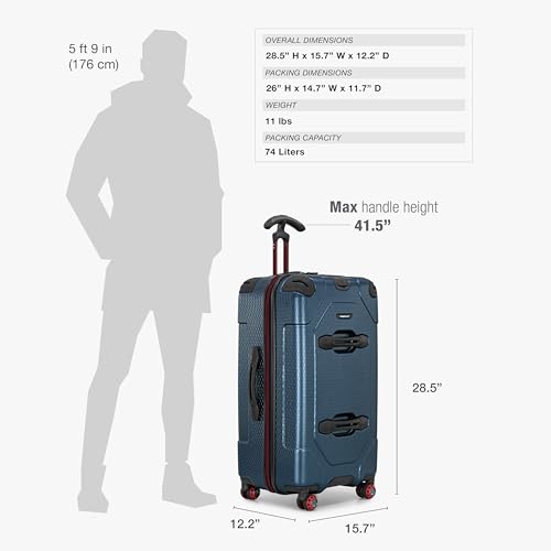 Image of Traveler's Choice Maxporter II Polycarbonate Hardside Trunk with Spinner Wheels, Navy, 28-Inch Medium Trunk