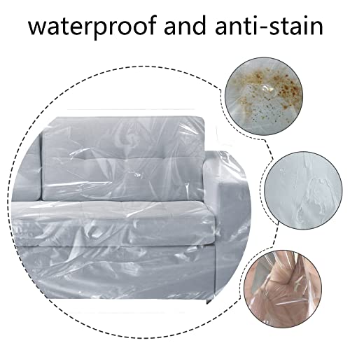 Jassoka Plastic Loveseat Cover 84" W X 40" D X 36" Rh X 18" Fh Plastic Couches Cover For Pets Scratch Proof Plastic Furniture Covers Protectors Heavy Duty Vinyl Waterproof Slipover #TOP2