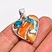 Natural Orange Spiny Oyster Turquoise Heart Pendant – 925 Solid Sterling Silver Handmade Statement Jewelry, Valentine Gift for Women