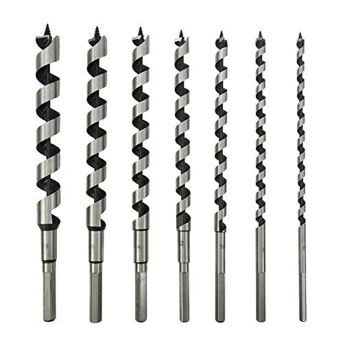 NORTOOLS Brad Point Wood Drill Set,7pcs Drill Bit Set (6/8/10/12/14/16/18mm)x230 mm Hollow augers Extra Long Twist Drill Bits Hand tools for Hardwood Softwood Plywood