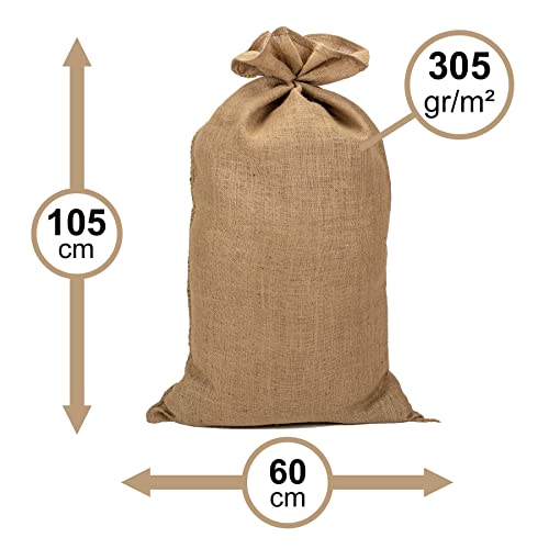 La Cordeline ACJN28PAL-L2 Kartoffelsäcke, Jute, 60 x 105 cm, 305 g/m², 50 kg, naturfarben, 2 Stück
