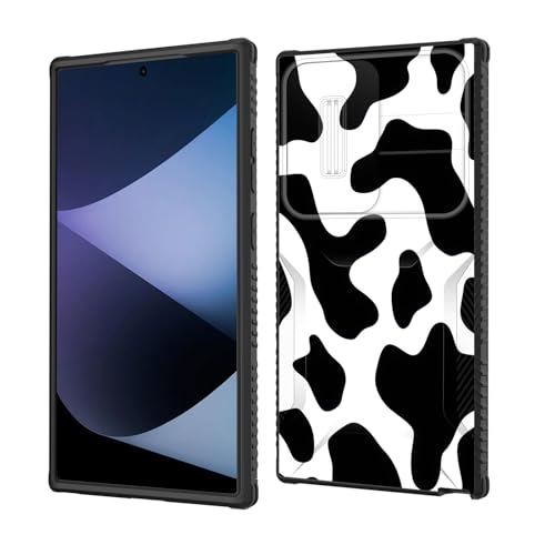 wiaekosef for Galaxy S26 Ultra Case Built in Slide Camera Lens Cover,Heavy Duty Shockproof Protection Dual Layer Case for Samsung Galaxy S26 Ultra 6.9" 2026,Cow Print