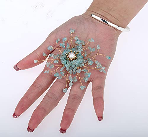 Broche pendentif aigue-marine et perle d'eau douce pour soirée